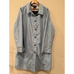 Lands End Women's Light Blue Long Spring Coat Buttons Trench Size XL 18-20
